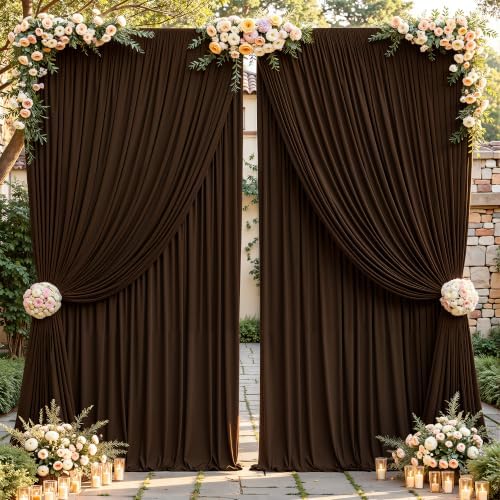 24ftx10ft Wrinkle Free Brown Backdrop Curtain - 10 Feet Photography Backdrop Drapes, Silky Polyester Back Drop Cloth for Wedding Baby Shower Balloon Arch Background by Unknown