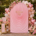 7.2FT Pink Arch Cover - Stretchy Fitted Arch Backdrop Cover for Round Top Chiara Backdrop Stand for Wedding Baby Shower Birthday Party Bridal Shower Decorations - Image 2
