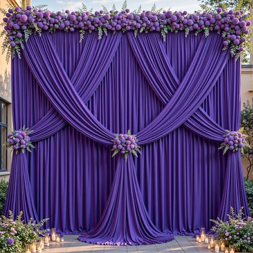 24ftx10ft Wrinkle Free Purple Backdrop Curtain - 10 Feet Photography Backdrop Drapes, Silky Polyester Back Drop Cloth for Wedding Baby Shower Balloon Arch Background - Image 4
