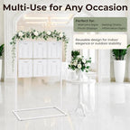 Wedding Welcome Sign Stand, 50" Standard Height - White Metal Sign Holder with 6 Leather Straps, Easel Stand for Seating Charts & Event Décor - Image 5