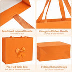 Catlovecorn 20 Pack Large Orange Gift Bags, 16.5 x 5.5 x 12.6 In - Image 2