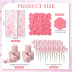 Fullhawl 50 Sets Wedding Invitations Wraps Set Pre Folded Vellum Jackets for 5 x 7 Invitations Dried Flowers Wax Seal Stickers Chiffon Silk Ribbon for Wedding Birthday Bridal Shower (Light Pink) - Image 2