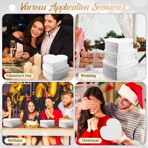 Glenmal 3 Pcs Heart Shaped Gift Boxes with Lids,White - Image 4
