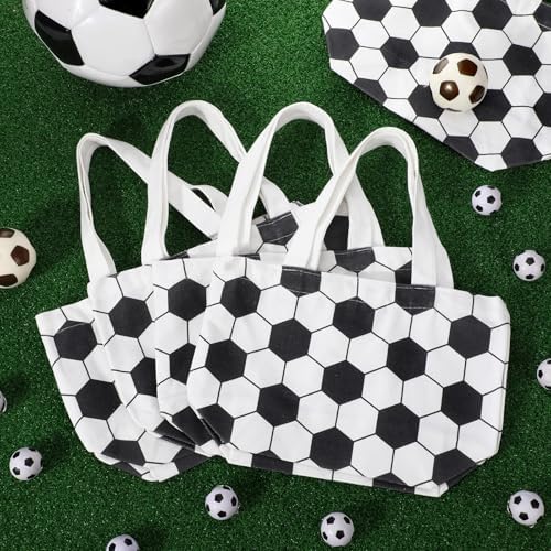 12 Pcs Soccer Bag Soccer Canvas Tote Bag Kids Tote Double Sided Beach Handbag with Handles for Sports Party Favor Travel Shopping Birthday Community Events - Image 5