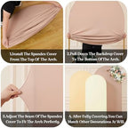 Set of 3 Arch Backdrop Covers(7.2ft, 6.6ft, 6ft) - Premium Stretchy Spandex Backdrop Arch Stand Cover for Baby Shower,Wedding,Party Decor Chiara Cover with Double-Sided Design(Cream Nude Champagne) - Image 5
