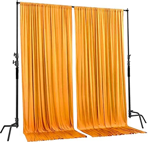 AK TRADING CO. 10 feet x 8 feet IFR Polyester Backdrop Drapes Curtains Panels with Rod Pockets - Wedding Ceremony Party Home Window Decorations - Marigold - Image 2