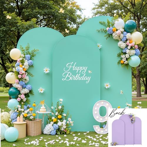 Purple Blue Arch Backdrop Covers 7.2FT 6.6FT 6FT Baby Shower Wedding Photo Birthday Party Arch Covers Stretchy Backdrop Set of 3 by LittleFunny