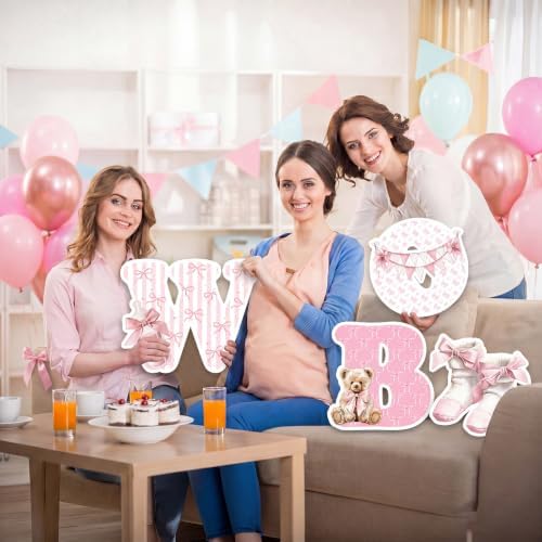 Ripeng 13 Pcs Bow Baby Shower Decorations Welcome Baby Yard Signs with Stakes 15 Inch Tall Lawn Signs for Gender Reveal Theme Birthday Party Indoor Outdoor Supplies - Image 4