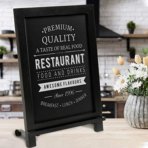 HBCY Creations Rustic Black Wooden Tabletop Chalkboard with Legs/Vintage Wedding Table Sign/Small Kitchen Countertop Memo Board/Antique Wooden Frame (12" x 17", 4- Black) - Image 6