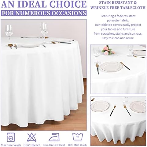 Showgeous 10 Pack White Round Tablecloth 90 Inch - Image 6