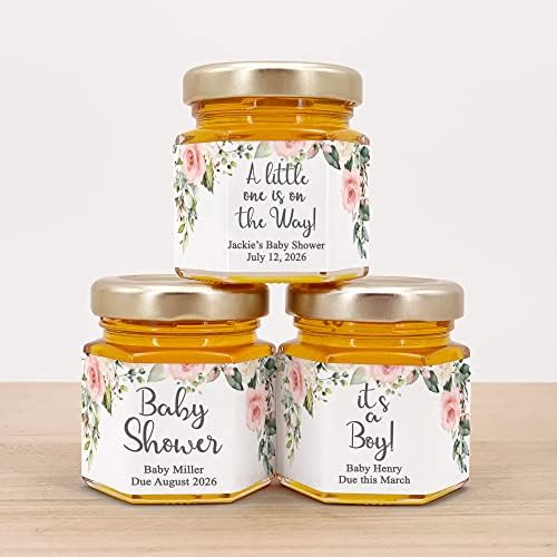Honey Baby Shower Favors, Bee Themed Baby Shower, Honey Baby Shower Favors, Honey Favors, Mini Honey Jar Favors, Pink and White Floral Themed Baby Favors (Set of 12) by Best+Day+Ever+Spot
