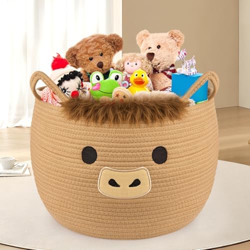 Highland Cute Cow Basket for Nursery, Large Blanket Gift Basket - Image 6