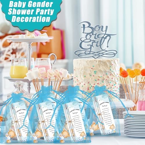 289 Pieces Baby Shower Gifts for Guest Blue Bear Ballpoint Pens and Keychains Favors Bulk Retractable Baby Shower Pens Gender Reveal Greeting Cards Souvenirs Prizes - Image 5