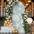 Summer Marine Life Arch Backdrop Cover 7.2 FT, Graffiti Corals Shell Conch Sea Starfish Pale Blue Wedding Arch Cover Stretchy Backdrop Stands Covers for Birthday Party Ceremony Banquet Decor - Image 4