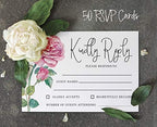 50 Blank RSVP Cards with White Envelopes-Floral Style Response Card-RSVP for Wedding-Rehearsal Dinner-Baby Shower-Bridal Shower-Engagement Party Invitations - Image 5