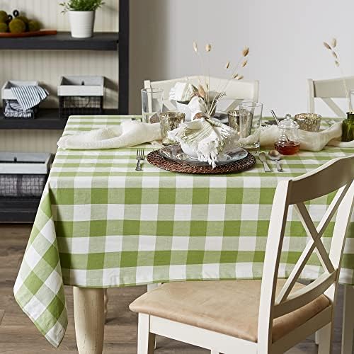 DII Buffalo Check Collection, Classic Farmhouse Tablecloth, 60 x 104, Antique Green - Image 5