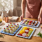 6 Pcs Blue Serving Trays Plastic Food Platters - Image 5