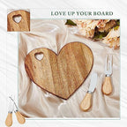 Patelai 12 Set Bridal Shower Game Prize Heart Cheese Board, Acacia Color - Image 6
