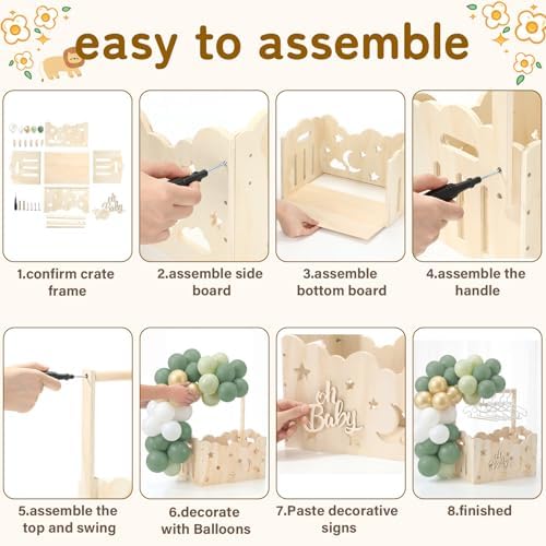 Green, Wooden Baby Shower Crate Closet,Hollow - Image 4