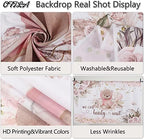 We Can Bearly Wait Backdrop 8x6ft Boho Baby Shower Party Backdrop Pink Floral Bohemian Pampas Grass Bear Baby Shower Photography Background Kids Portrait Photo Backdrop Cake Table Decor - Image 3