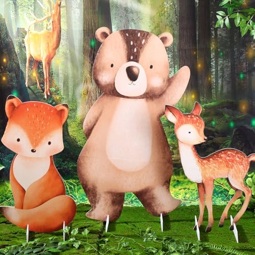 Leinuosen 3 Pcs Large Woodland Animal Cutouts Baby Shower Party, Woodland - Image 4