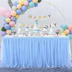 Suppromo Baby Blue Tulle Table Skirts for Rectangle Tables or Round Tables 9ft Blue Tutu Table Cloth Cover for for Baby Shower Boy Birthday Party Baby Shark Gender Reveal Cake Table Decorations - Image 2
