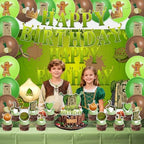 42pcs Green Monster Birthday Party Decorations Includes Cake Toppers,Cupcake Toppers, Banner, Backdrop, Balloons - Green Monster Theme Party Supplies - Image 6