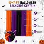 Halloween Backdrop Curtain - 10×7ft Black Orange Purple Party Background Decor for Spooky Parties, Photo Booths, Home Haunted House, Reusable Holiday Wall Decoration for Adults Teens - Image 3
