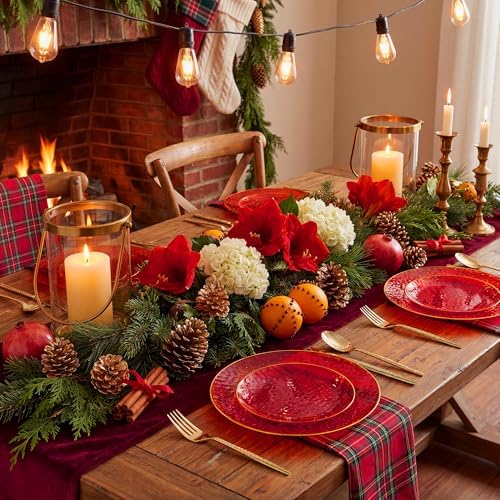 I00000 150 Pcs Clear Red Plastic Plates, Disposable Hammer Party Plates - Image 3