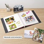 Large Photo Album Self Adhesive Scrapbook Album for 4x6 6x8 8x10 Pictures 12.6"x11" Inch 40 Pages Linen Cover Magnetic Photo Album with A Metallic Pen and DIY Sticker(Dark Green) - Image 3