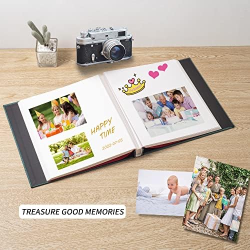 Large Photo Album Self Adhesive 4x6 10x12 Pictures Scrapbook Album 12.6"x11" Inch 60 Sticky Pages Magnetic Linen Cover Photo Album with A Metallic Pen and DIY Stickers(Dark Green) - Image 3