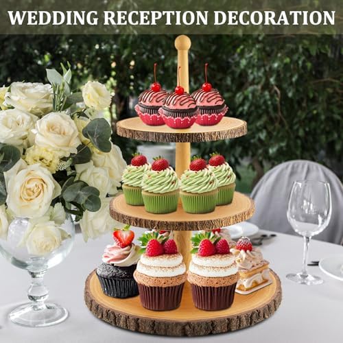 Cupcake Stand Wood Dessert Stands 3-Tier Wood Cupcake Stand - Elegant Farmhouse Dessert Display for Weddings, Baby Showers, Tea Parties, & More./Wedding Décor/Tea Party/Birthday/Graduation/Holiday. - Image 6