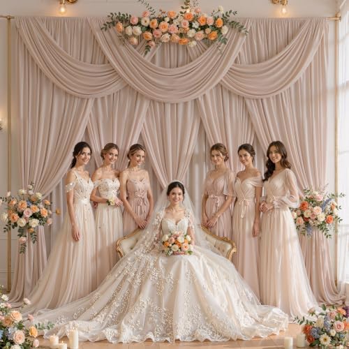 20x10FT Backdrop Curtains with Rod Pockets - Wrinkle Free Photo Stage Backdrop 4 Panels Curtains Drapes for Photography Wedding Party Baby Shower Decorations (Nude Blush) - Image 7
