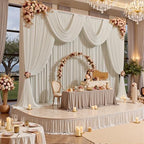 10ft x 15ft Beige Backdrop Curtains for Wedding Parties, 2 Panels Extra Long Wrinkle Free Fabric Drapes Photo Backdrop for Baby Shower Birthday Stage Reception Lobby Decoration - Image 2