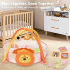 7-in-1 XL Large Baby Play Gym Mat, Tummy Time Mat, Baby Gym & Ball Pit, Baby Activity Mat with Milestone Cards & 6 Detachable Toys for Sensory Motor Skill, Lion - Image 6