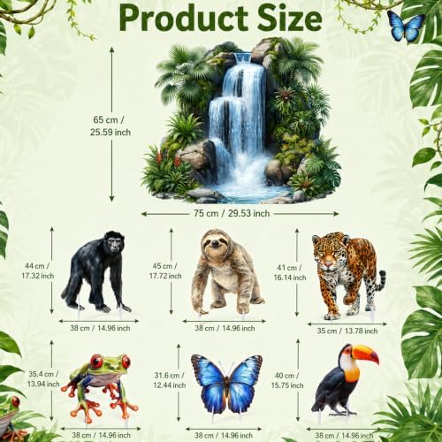 7 Pcs Rainforest Fall Decoration Large Rainforest Jungle Animals Cardboard 2026 Vbs Decor for Jungle Party Favors Safari Themed Vacation Bible School Classroom Decor Baby Shower Supplies - Image 3