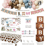 Boots or Bows Gender Reveal Decorations - 130Pcs Boy or Girl What Will Baby Be Gender Reveal Party Supplies Include Backdrop Balloon Garland Tablecloth Boots or Bows Banner Cake Cakecup Topper - Image 2