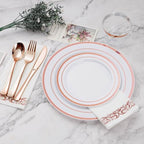 BESTVIP 350 PCS Rose Gold Disposable Plastic Dinnerware Set for 50 Guests - Image 2