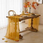 10Pcs Fall Golden Cheesecloth Table Runner 120 Inch Party Home Decor by KEKETOARRANGE