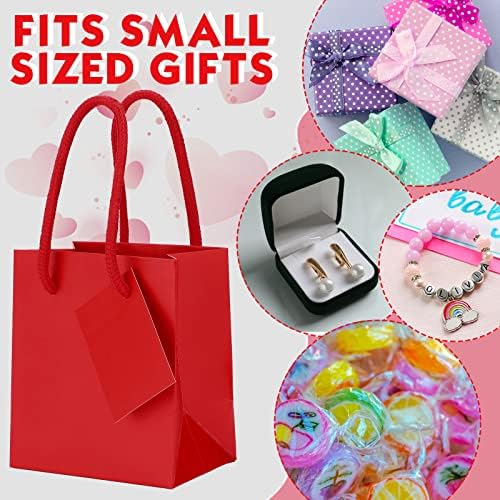 Zhehao 50 Pack Mini Gift Bags Bulk with Handles and Tags,Red - Image 6