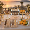 8 Pcs Cake Display with Mirror, Wedding Crystal Cake Stands for Reception by KOLHGNSE