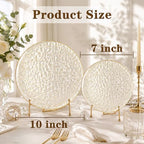 Rubtlamp 60Pcs Clear Gold Plastic Plates, Gold Glitter Disposable Plates, Hammered Plastic Plates Included 30 Dinner Plate And 30 Dessert Plates for Party - Image 2
