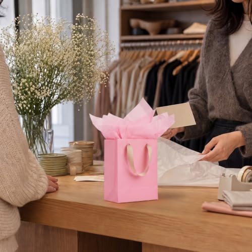 Aosric Pink Gift Bags with Tissue Paper, 30 Pack, 7x4x9 In - Image 7