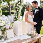 White Arched Wedding Card Box with Light Beige Standee & Erasable Pen - Image 7