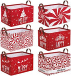 CHENGU 6 Pack Christmas Baskets Collapsible Retro Christmas Storage Bins by CHENGU