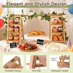 Wooden Cupcake Stand, Foldable 3 Tier Cupcake Display Stand, Walnut Brown - Image 4