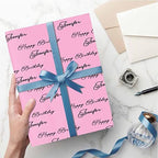 MyPupSocks Customized Name Gift Wrapping Paper, Happy Birthday With Name Pink Personalized Gift Wrap Paper With Photo, Funny Roll for Men Women Christmas 58x23 5 Rolls - Image 5