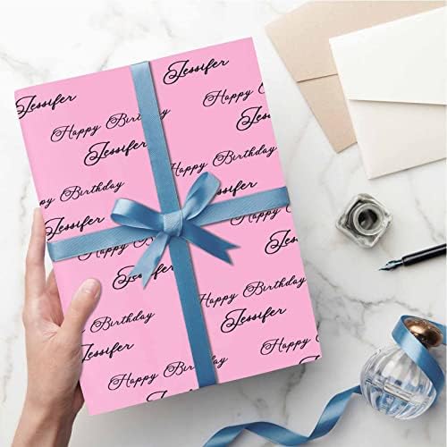 MyPupSocks Customized Name Gift Wrapping Paper, Happy Birthday With Name Pink Personalized Gift Wrap Paper With Photo, Funny Roll for Men Women Christmas 58x23 5 Rolls - Image 5