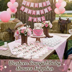 Funnymoom 50 Sets Cowgirl Baby Shower Favors for Guests Souvenir A Little Cowgirl is On The Way Acrylic Clear Shot Glasses Thank You Tags with Organza Bags for Wild West Rodeo Theme Birthday Party - Image 6