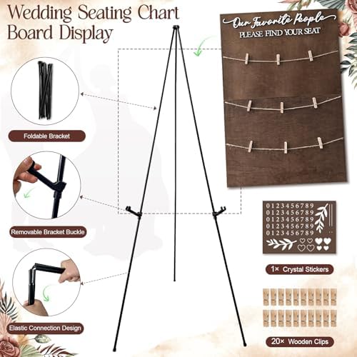 OurWarm Wooden Seating Chart for Wedding Reception Display 23.6x15.7 Inch - Image 2